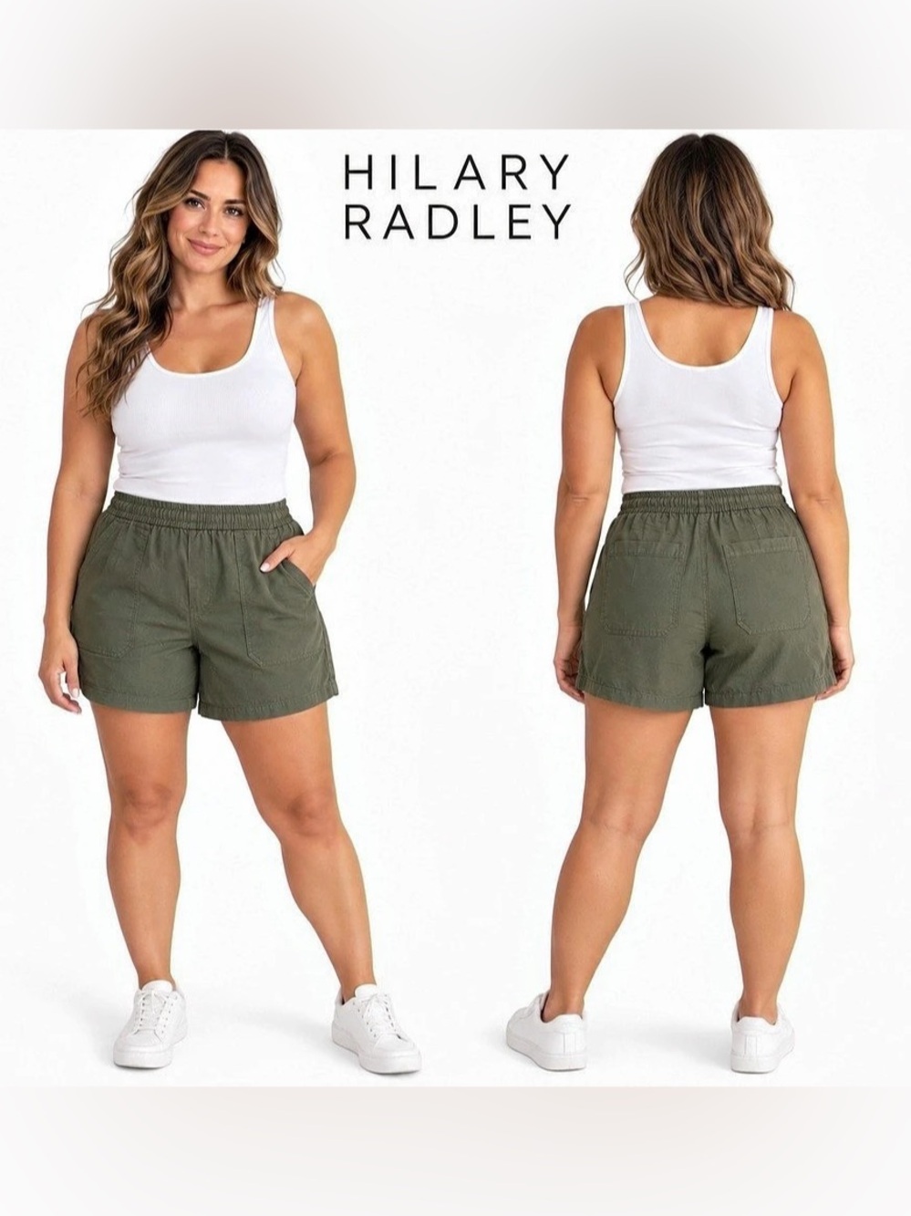 NWT Hilary Radley Pull-On Shorts Green 100 Tencel Cargo Shorts Size XL NWT